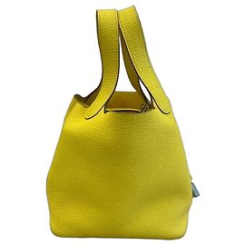 Hermès Bolsa Picotin em couro granulado amarelo Amarelo