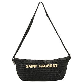 Bolsa de Ombro Yves Saint Laurent Le Raffia Preto