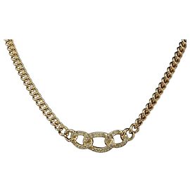 Collier Christian Dior en strass métal doré Auth ka5106 Autre