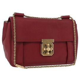 Chloé Bolsa Chloe Elsie de couro vermelha e dourada Auth gh2189A Vermelho Dourado