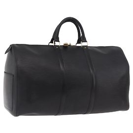 LOUIS VUITTON Epi Keepall 50 Boston Bag Black M42962 LV Auth 190102SAV Noir