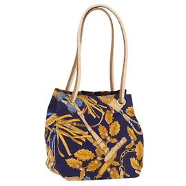 Bolsa de Ombro LOEWE Canvas Blue Gold Auth bs35981A Azul Dourado
