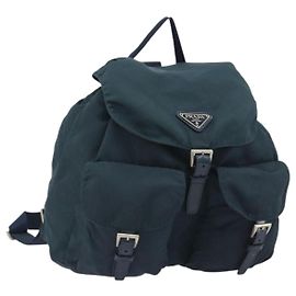 Rucksack PRADA Nylon Navy Silver Auth hk3905 Silber Marineblau