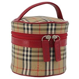 Burberrys Nova Check Vanity Canvas Beige Argento Auth 189990A Argento Beige