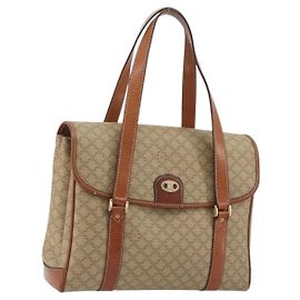 Céline Borsa CELINE Macadam Canvas PVC Beige Oro Auth 190386 Beige D'oro