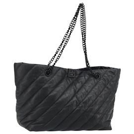 BALENCIAGA Crash Shoulder Bag Leather Black 777856 Auth mr2710V Noir