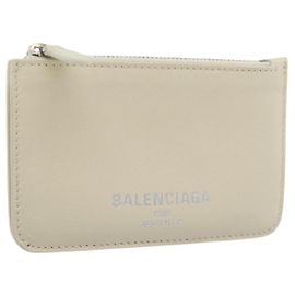 BALENCIAGA Fragment Case Leather Ivory Silver 810902 Auth 191382V Silvery Cream