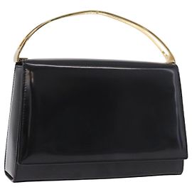 Céline Borsa CELINE in pelle vernice Nero Oro Auth 190425A Nero D'oro
