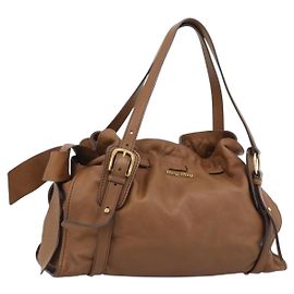 Sac cabas en cuir Miu Miu Marron Auth 187989V Marron