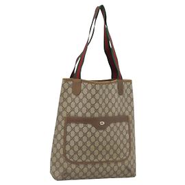 Sac cabas GUCCI GG Supreme Web Sherry Line en PVC Beige Or Auth ar13997 Beige Doré