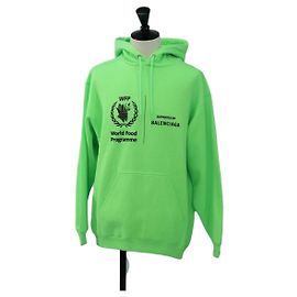 BALENCIAGA Hoodie Baumwolle XS Green Auth 190509M Grün