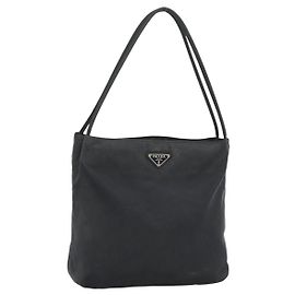 PRADA Handtasche Nylon Schwarz Silber Authentisch ar13974 Schwarz Silber
