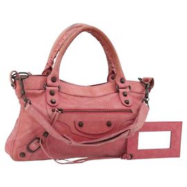 BALENCIAGA Bolsa The First de Couro 2way Rosa 103208 6643 Auth fm5411V Rosa