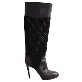 Sergio Rossi Black Leather Boots Black