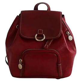 Lancel Red Leather Backpack Red