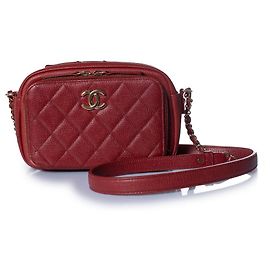 Chanel, Red leather business affinity camera case Red