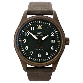 Montre IWC Spitfire IW326802 6280730 Bronze x Cuir AT avec Cadran Vert Vert