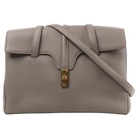 Céline Bolsa de ombro Celine Sac 16 em couro de grão médio Gray Cinza