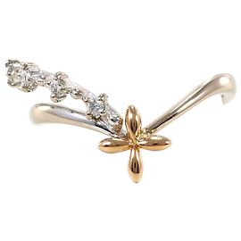 Autre Marque Anel de banda em ouro branco e ouro rosa 18K com diamante Dourado