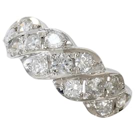 Autre Marque Platinum 900 Band Ring with Diamond Other