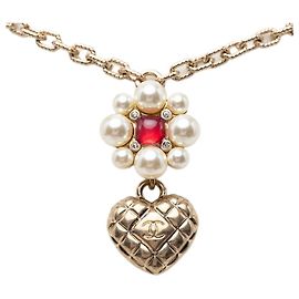 Collier pendentif Chanel Coco Mark Heart Flower Doré