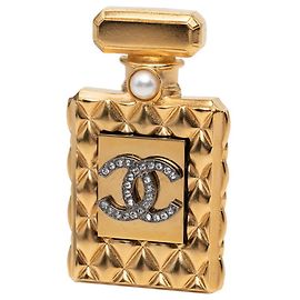 Broche flacon de parfum Chanel Coco Mark Matelassé Doré