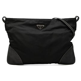 Bolsa transversal com placa de logotipo Triangle Prada Preto