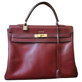 Bolso Hermès Kelly 35 vintage en piel box burdeos Burdeos