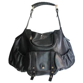 Yves Saint Laurent Mombasa Handtasche aus schwarzem Eidechsenleder Schwarz