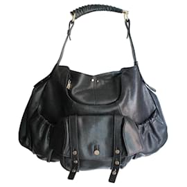 Yves Saint Laurent Sac à Main Mombasa en Cuir de Lézard Noir Noir