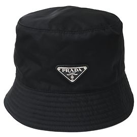 Prada Re-Nylon Triangle Logo Bucket Hat Black