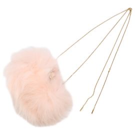 Fendi 7AS051 AL9E First Nano Bolsa de Ombro com Corrente de Pele de Raposa Rosa