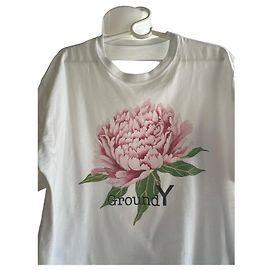Autre Marque Ground Y camiseta de algodón blanca con estampado de peonía Rosa Blanco Verde