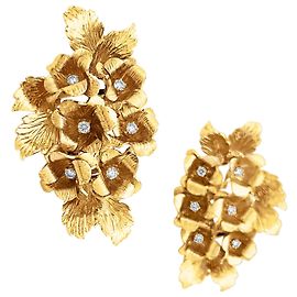 Autre Marque Pendientes "Fleurs", oro amarillo y diamantes. Otro