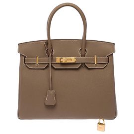 Hermès Bolsa HERMES Birkin 30 em Couro Étoupe - 103716 Taupe