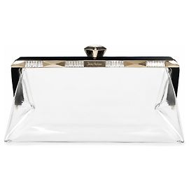 Clutch Jenny Packham em cristal e plexi transparente Preto Gold hardware