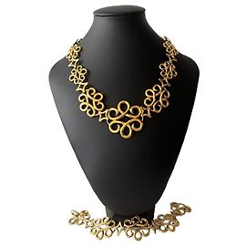 Guy Laroche Conjunto de colar e pulseira filigrana dourado Dourado