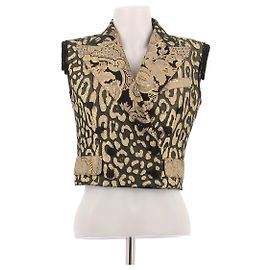 Dolce & Gabbana Veste courte sans manches dorée et noire Doré