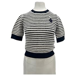 Pull Maje à rayures en coton blanc Blanc
