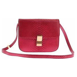 Céline "Classic box" Tasche aus rosa Pythonleder Pink