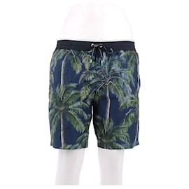 Dolce & Gabbana Printed Shorts Navy Blue Polyester M Navy blue