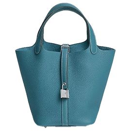 Hermès Blauer Lederhandtasche "Picotin Lock" Blau