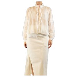 Isabel Marant Etoile Camicetta in cotone bianca con volant - taglia UK 12 Bianco