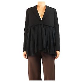 Givenchy Black sheer-peplum blazer - size UK 10 Black