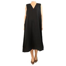 Autre Marque Robe midi en lin noir - taille L Noir