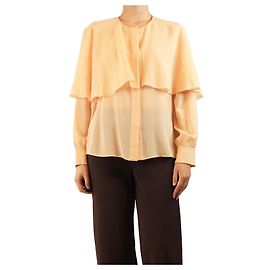 Chloé Peachfarbene Seidenbluse mit Knöpfen - Größe UK 12 Orange