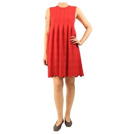 Alaïa Rotes ärmelloses Strickkleid - Größe UK 14 Rot