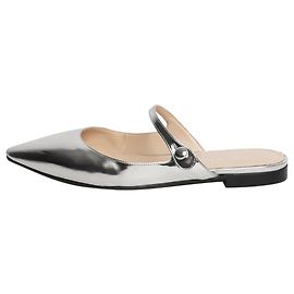 Prada Silver metallic leather mules - size EU 39 Silvery