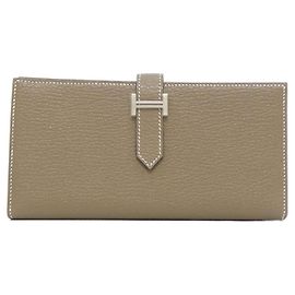 Hermès Hermes Bearn Soufflé Long Wallet Taupe