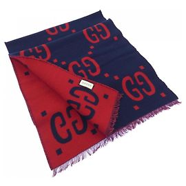 Stola Gucci blu navy e rossa Rosso Blu navy